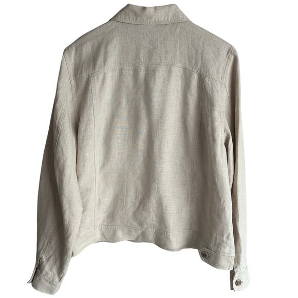 Coldwater Creek Journeys Lightweight Washable Linen Jacket Flax Khaki XL - Picture 6 of 10